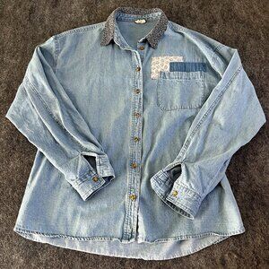 Cotton:On Denim oversized button down shirt Womens small